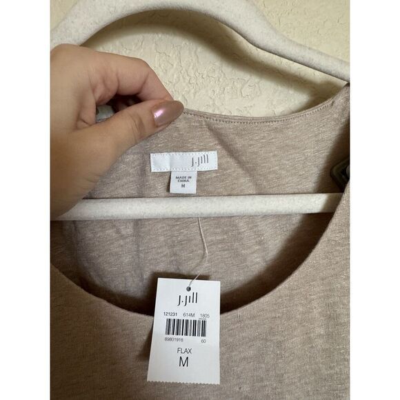 J. Jill Flax Linen Sleeveless Tiered Midi Dress Pockets Boho Sz MP NEW Beige - Picture 3 of 5